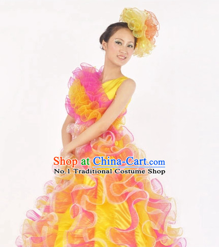 China Shop Chinese Yellow Dance Attire for Women