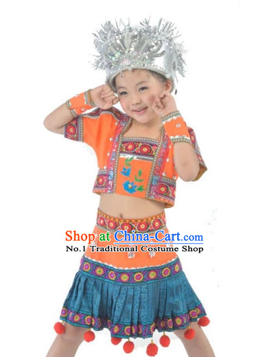 China Kids Miao Dance Costumes Ballerina Costume Burlesque Costumes Salsa Costumes