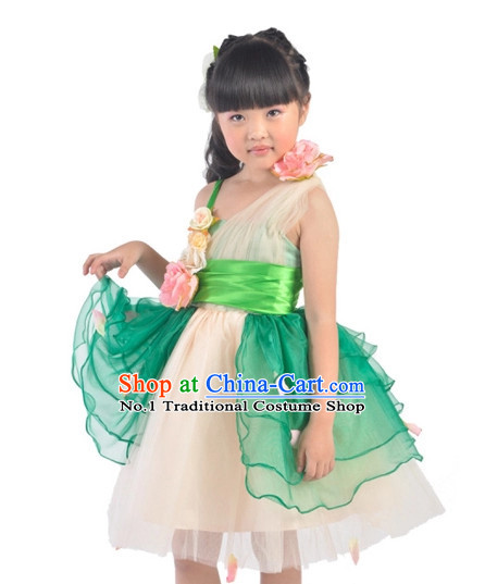 Custom Made Chinese Kid Dance Costumes Ballerina Costume Burlesque Costumes Salsa Costumes