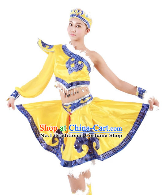 Custom Made Chinese Mongolian Minority Group Dance Costumes for Women