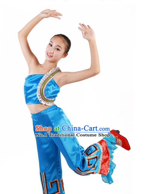 Custom Made Chinese Ethnic Group Dance Costumes for Teenagers
