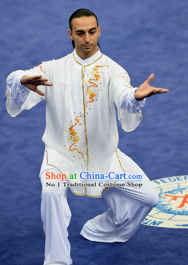 Top Asian Chinese Tai Chi Qi Gong Yoga Long Sleeves Uniform for Men