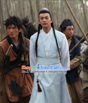 Chinese Swordsmen Costumes China Civilization and Hair Bands Complete Set for Men