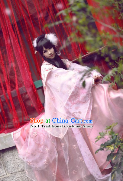 Chinese Ancient Pink Empress Fairy Costume and Hair Jewelry for Women