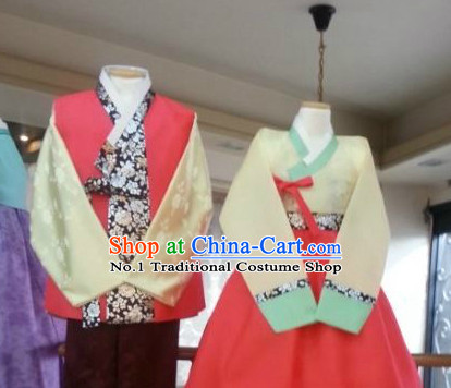Traditional Korean Custom Made Hanbok Special Day Dresses Complete Set for Couple