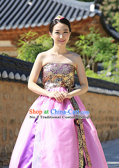 Traditional Korean Custom Made Special Day Customized Hanbok Eveing Dress Complete Set for Couple