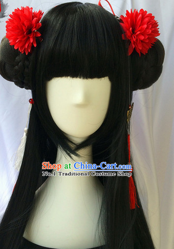 Asian Traditional Chinese Wigs Cosplay Wigs Ancient Costume Wigs Hair Piece for Ladies