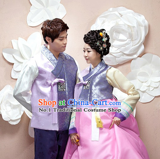 Traditional Korean Custom Made Couple Hanbok Costumes Complete Set