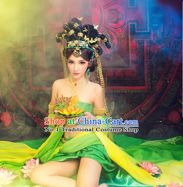 Asian Fashion Chinese Ancient Dancing Queen Costume and Hair Accessories Complete Set