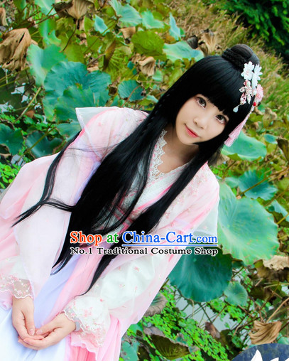 Chinese Traditional Fairy Costumes and Hair Accessories Complete Set