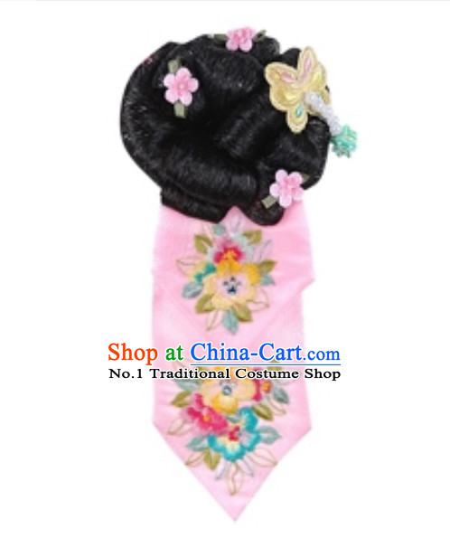 Korean Traditional Black Wig and Headbands