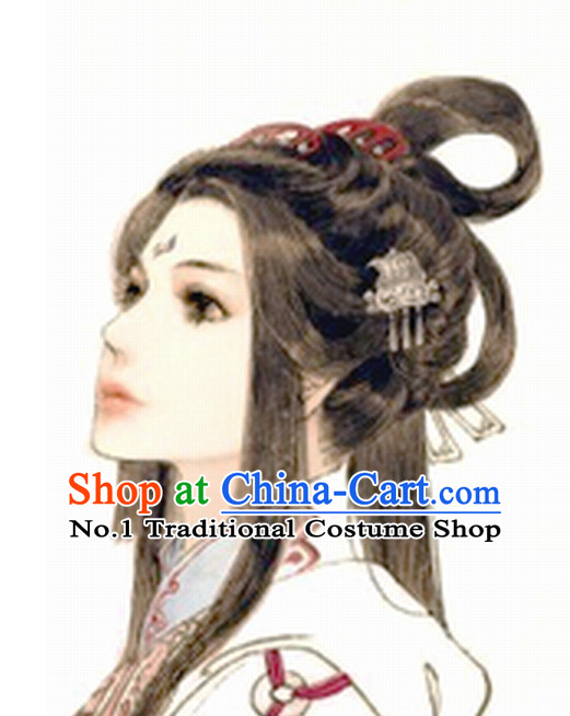Chinese Ancient Fairy Long Black Wigs
