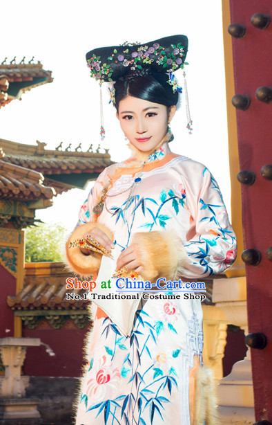 Chinese Traditional National Costumes Noblewoman Robe Hair Accessories