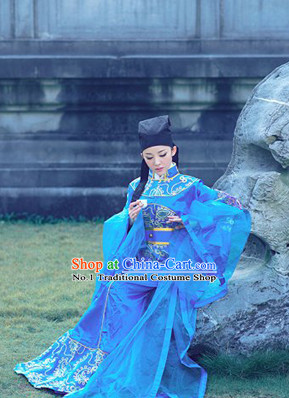 Chinese Traditional National Costumes Scholar Costume and Hat for Men or Women