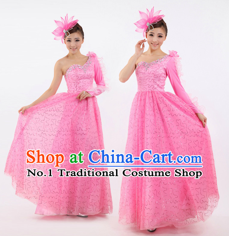 Chinese Stage Dancing Costumes Apparel Dance Stores Dance Gear Dance Attire and Hair Accessories Full Set