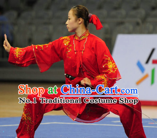 Top Red Tai Chi Sword Clothing Yoga Wear Yang Tai Chi Quan Kung Fu Pants Mantle Uniforms for Women