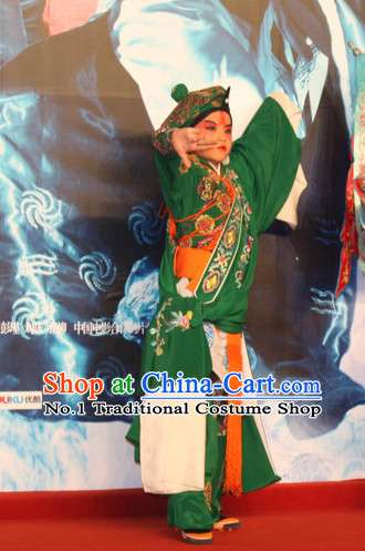Chinese Ancient Beijing Opera Peking Opera Wu Sheng Costume and Hat Complete Set for Kids