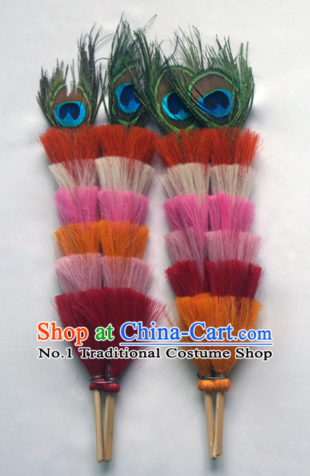 Chinese Traditional Opera Peacock Long Pheasant Feather Base