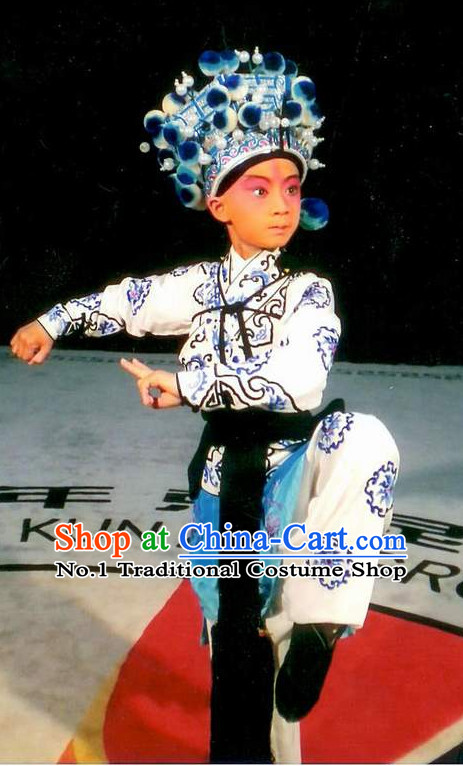 Asian Fashion China Traditional Chinese Dress Ancient Chinese Clothing Chinese Traditional Wear Chinese Opera Wu Sheng Costumes and Helemt for Kids