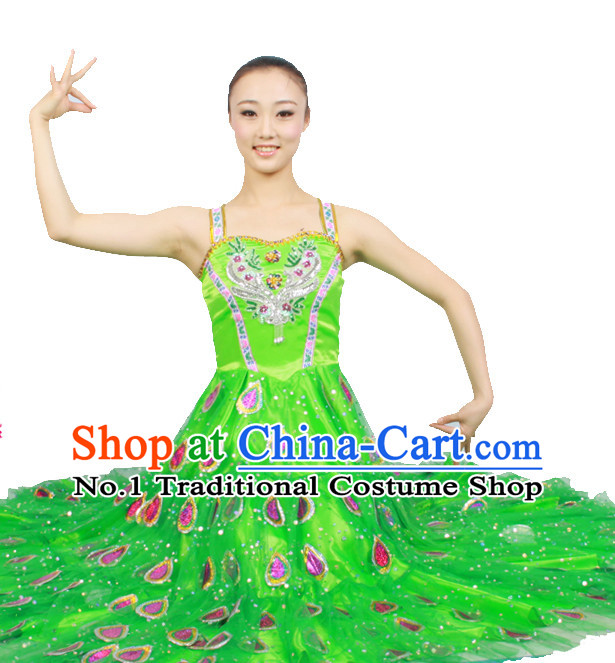 Asian Fashion China Dance Apparel Dance Stores Dance Supply Discount Chinese Peacock Dance Costumes for Women