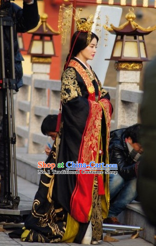 Chinese Palace Empress Kimono Dress and Headpieces Complete Set for Women