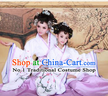 Chinese Ancient Mother and Daughter Hanfu Dresses 2 Sets