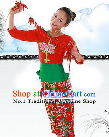 Chinese Han Ethnic Girl Handkerchief Dance Costumes Dancewear