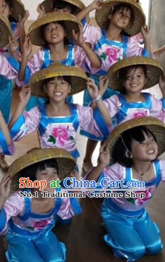 Chinese Kids Farmer Costumes Dancewear