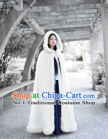 White Chinese Long Mantle Cape
