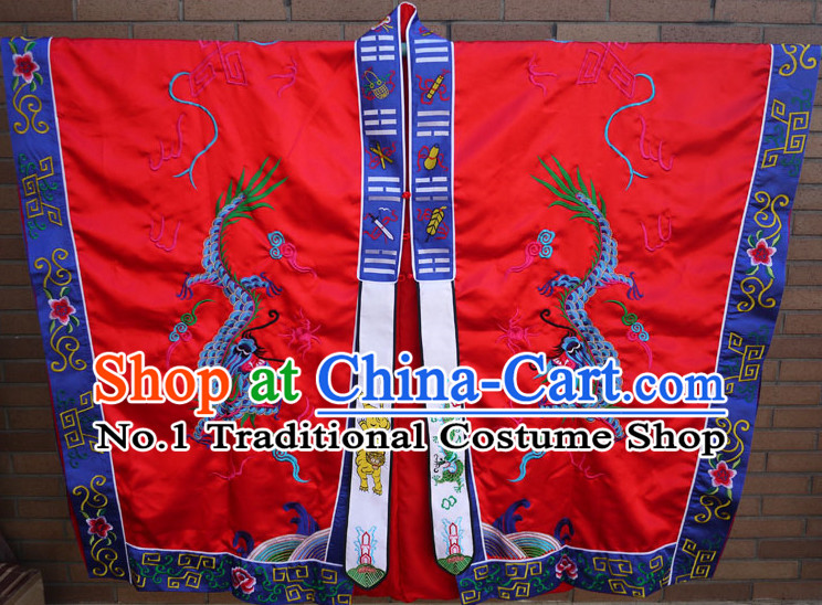 China Red Wudang Mountain Taoist Robe Complete Set for Men