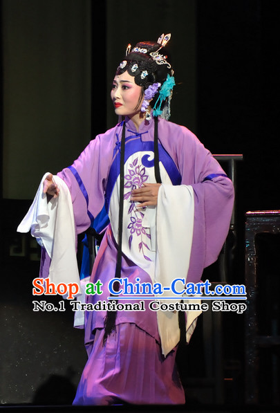 Chinese Traditional Dresses Theatrical Costumes Ancient Chinese Clothing Hanfu Wide Sleeve Costumes and Hair Accessories