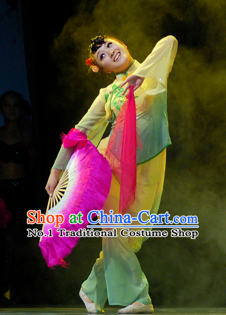 Beijing Dance Academy Chinese Folk Dance Exam Fan Dancing Costumes