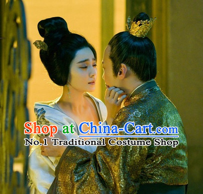 Handmade Chinese Palace Empress Black Wig and Hair Accessories