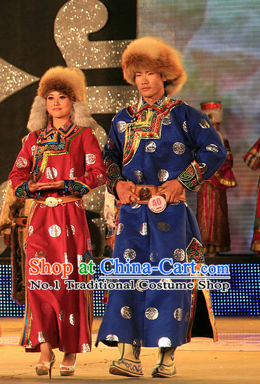 Traditional Chinese Mongolian Clothing 2 Sets
