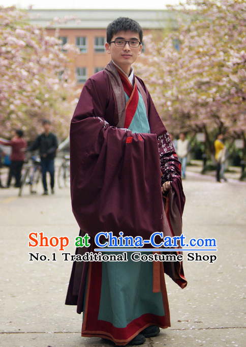 Ancient Chinese Student Hanfu Scholar Clothing Complete Set for Men