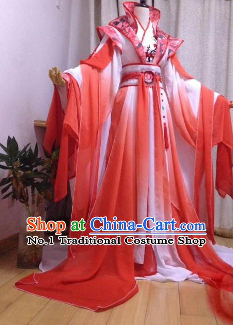 Red Romantic Ancient Chinese Queen Costumes Complete Set for Women