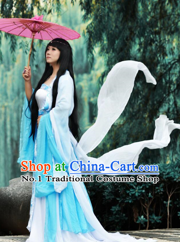 Traditional Chinese Fairy Costumes and Hair Jewelry Complete Set for Women