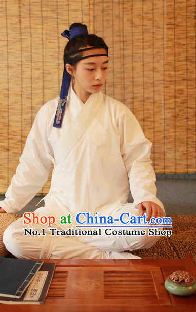 Chinese Ancient White Hanfu Inside Clothing Complete Set