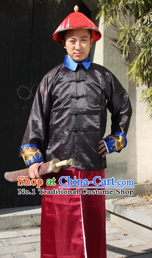 Chinese Ancient Emperor's Bodyguard Costumes and Hat Complete Set for Men