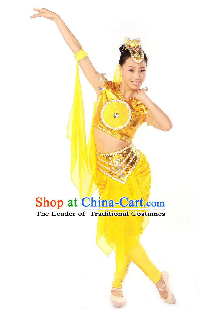 Chinese Ancient Drum Dancing Costume and Headwear Complete Set for Women