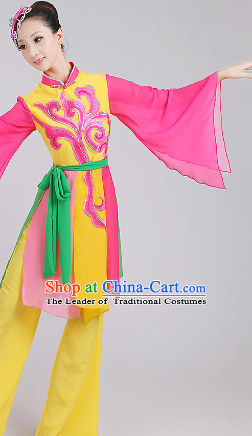 Wide Sleeves Chinese Classicial Ribbon Dance Costumes and Headpieces Complete Set for Woen