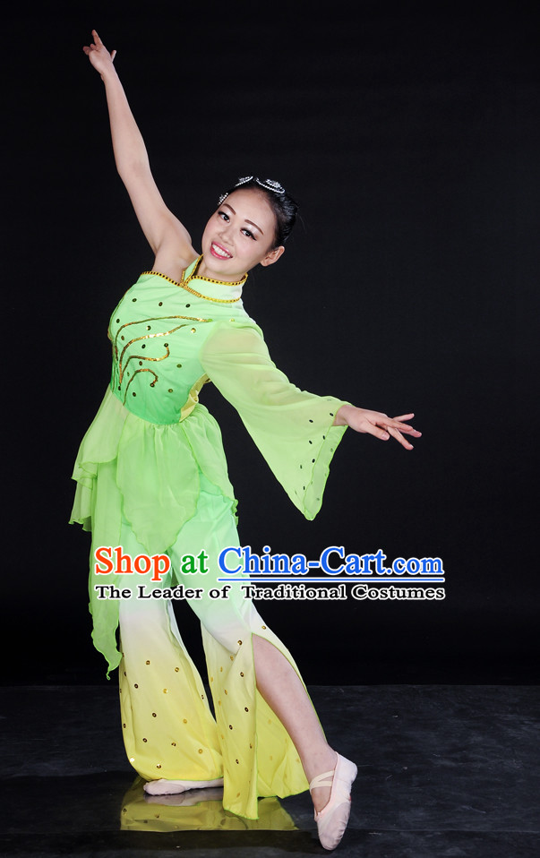 Chinese Light Green Spring Dance Clothes Costume Uniforms for Women