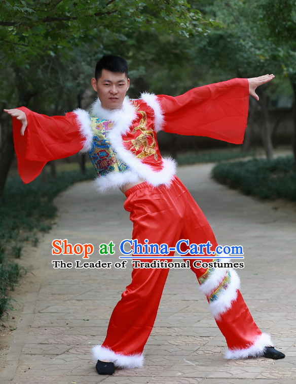 Chinese Made to Order Folk Dance Costume and Headpieces Complete Set for Men