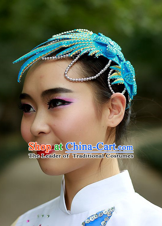 Blue Chinese Folk Dance Headpieces