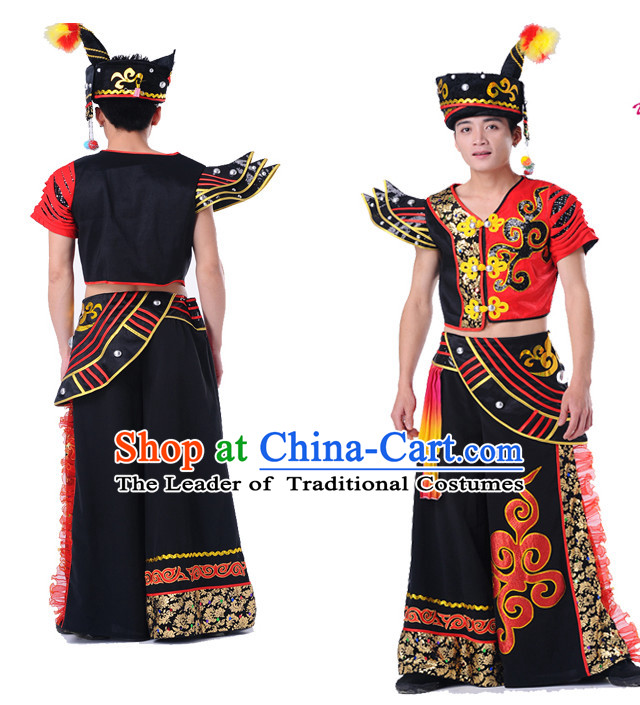 Chinese Folk Ethnic Dance Costumes Complete Set for Men