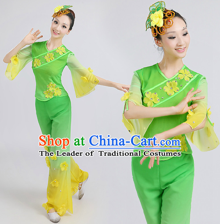 Chinese Green Dance Costumes Costume Discount Dance Costume Gymnastic Leotard Dancewear Chinese Dress Dance Wear