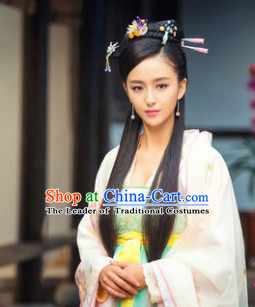 Ancient Chinese Beauty Black Wigs and Hair Jewelry