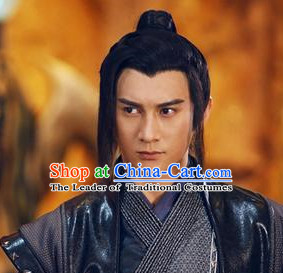 Ancient Chinese Swordsmen Knight Black Male Wigs
