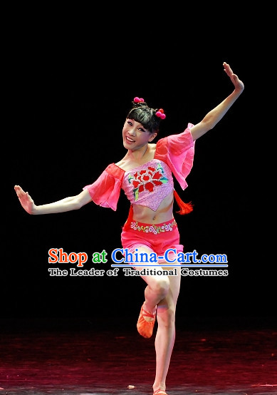 Chinese Team Folk Han Dance Costume Complete Set for Girls