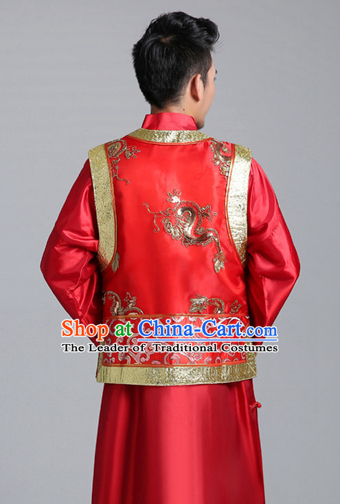 China Minguo Traditional Wedding Blouse and Skirts for Bridegroom